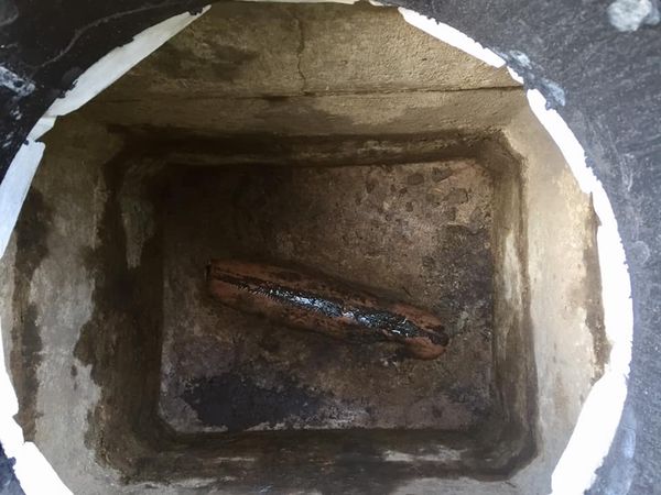 Drain system exposed for work