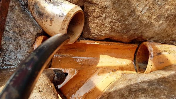 Drain pipes exposed for work